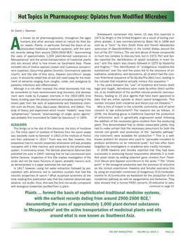 Hot Topics in Pharmacognosy: Opiates from Modified Microbes