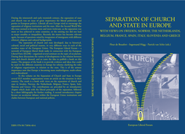 SEPARATION of CHURCH and STATE in EUROPE Ethnical, Religious and Cultural Backgrounds