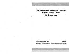 The Chemical and Preservative Properties of Sulfur Dioxide Solution for Brining Fruit