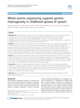 Whole-Exome Sequencing Supports Genetic Heterogeneity in Childhood