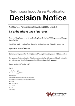 Neighbourhood Area Application Decision Notice