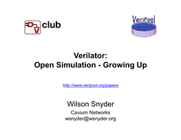 Verilator: Open Simulation - Growing Up