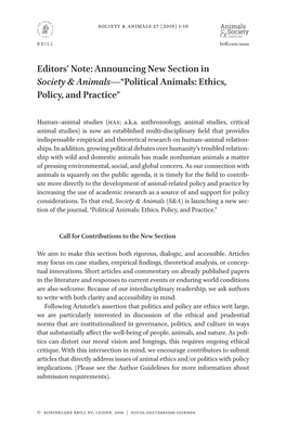 Political Animals: Ethics, Policy, and Practice”