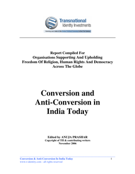 Conversion and Anti-Conversion in India Today