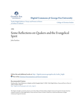 Some Reflections on Quakers and the Evangelical Spirit John Punshon