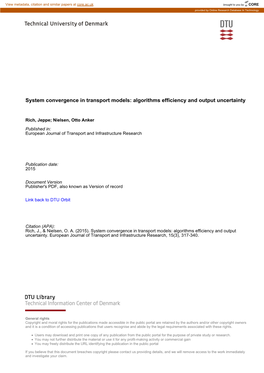 System Convergence in Transport Models: Algorithms Efficiency and Output Uncertainty