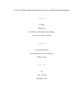 Debates Over Slavery in Antebellum Pittsburgh