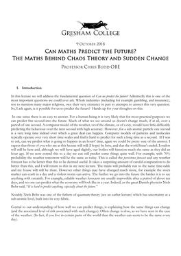 The Maths Behind Chaos Theory and Sudden Change