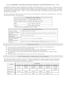 Ucla Chemistry-Materials Science Organic Concentration 2012-2013