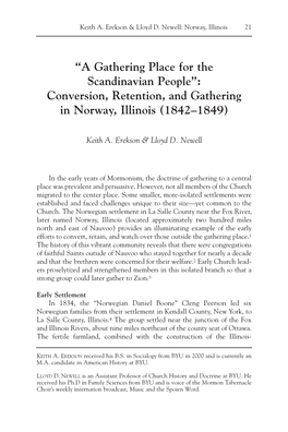 Conversion, Retention, and Gathering in Norway, Illinois (1842–1849)