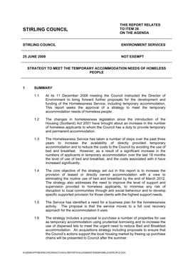 Strategy to Meet the Temporary Accommodation Needs of Homeless People