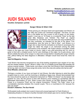 JUDI SILVANO Vocalist, Composer, Lyricist