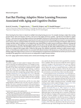 Fast but Fleeting: Adaptive Motor Learning Processes Associated with Aging and Cognitive Decline