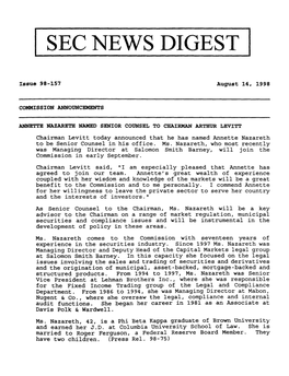 SEC News Digest, 08-14-1998