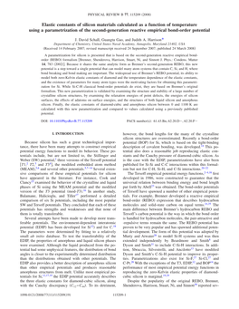 Elastic Constants of Silicon Materials Calculated As a Function Of