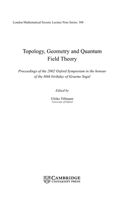 Topology, Geometry and Quantum Field Theory