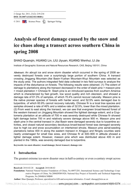 Analysis of Forest Damage Caused by the Snow and Ice Chaos Along a Transect Across Southern China in Spring 2008