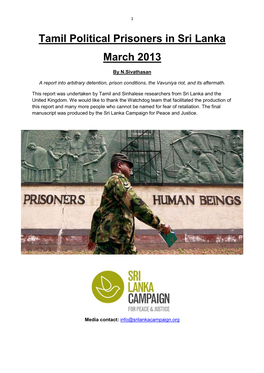 Tamil Political Prisoners in Sri Lanka March 2013