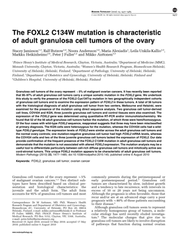 The FOXL2 C134W Mutation Is Characteristic of Adult Granulosa Cell Tumors of the Ovary