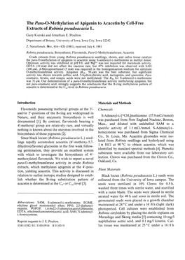 The Para-O-Methylation of Apigenin to Acacetin by Cell-Free Extracts of Robinia Pseudoacacia L