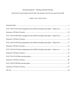 Hunting Boundaries – Briefing and Public Hearing