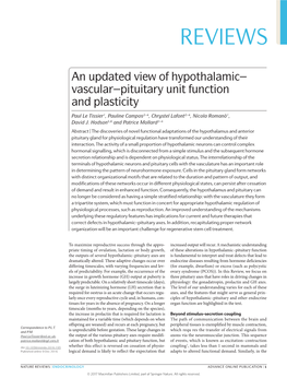 An Updated View of Hypothalamic–Vascular–Pituitary Unit Function and Plasticity