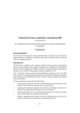 Financial Services Legislation Amendment Bill