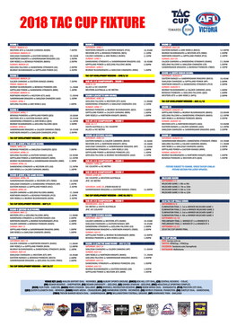 2018 Tac Cup Fixture