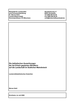 Werkstatt Für Landschafts- Stockäckerring 17 Und Freiraumentwicklung 85551 Kirchheim Dr