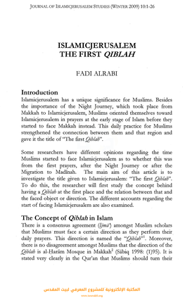 Islamicjerusalem the First Qiblah