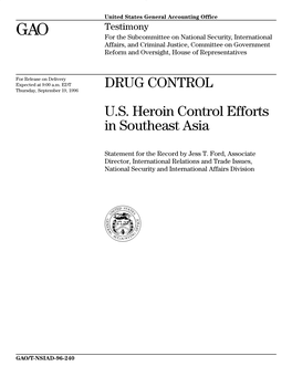 T-NSIAD-96-240 Drug Control Counternarcotics Assistance