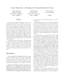 Group Orientation: a Paradigm for Modern Distributed Systems Introduction