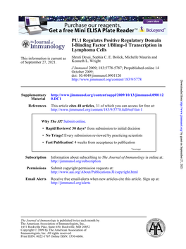 Lymphoma Cells I-Binding Factor 1/Blimp-1 Transcription in PU.1