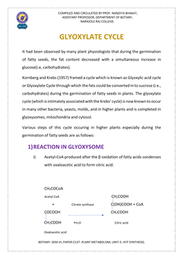 Glyoxylate Cycle