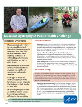 Muscular Dystrophy: a Public Health Challenge Muscular Dystrophy Public Health Need