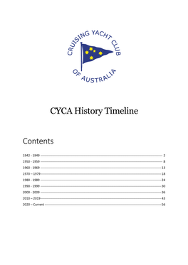 CYCA History Timeline Contents