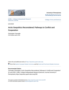 Arctic Geopolitics Reconsidered: Pathways to Conflict and Cooperation