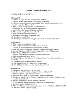 Animal Farm STUDY GUIDE QUESTIONS