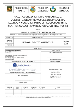 REGIONE DEL PROVINCIA COMUNE Di VENETO DI TREVISO VEDELAGO