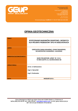 Opinia Geotechniczna