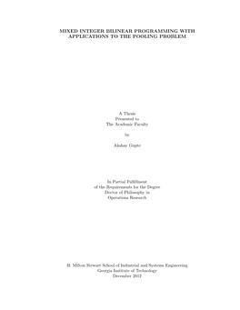 Mixed Integer Bilinear Programming with Applications to the Pooling Problem