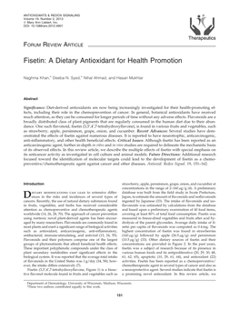 Fisetin: a Dietary Antioxidant for Health Promotion