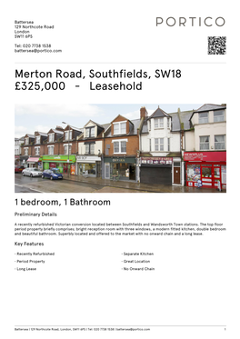 Merton Road, Southfields, SW18 £325,000