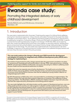 Rwanda Case Study: Promoting the Integrated Delivery of Early Childhood Development