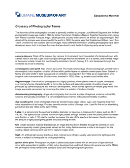 Glossary of Photography Terms (PDF)