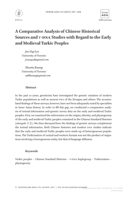 A Comparative Analysis of Chinese Historical Sources and Y-DNA Studies with Regard to the Early and Medieval Turkic Peoples