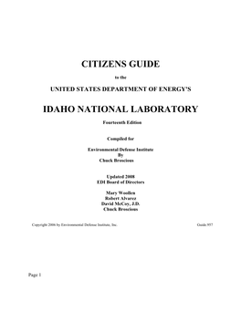 Citizens Guide Idaho National Laboratory