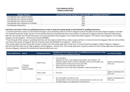 LOVE DINING @ HOTELS TERMS & CONDITIONS Number of Diners Love Dining @ Hotels Savings on Total Food Bill* Or Qualifying