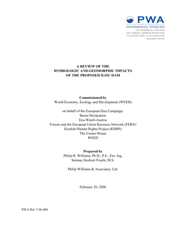 Review of the Hydrologic and Geomorphic Impacts of the Proposed Ilisu Dam