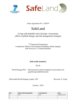 Harmonisation and Development of Procedures for Quantifying Landslide Hazard